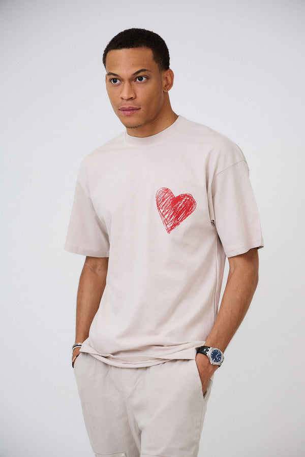 T-shirt Oversized Imprimé "THREE HEART "