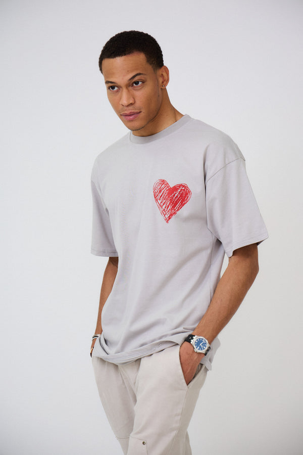 T-shirt Oversized Imprimé "THREE HEART "