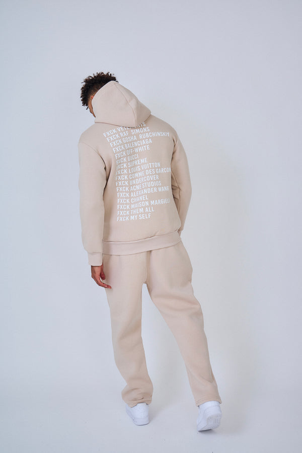 Sweat à Capuche Oversized Imprimé "FXCK" - Beige