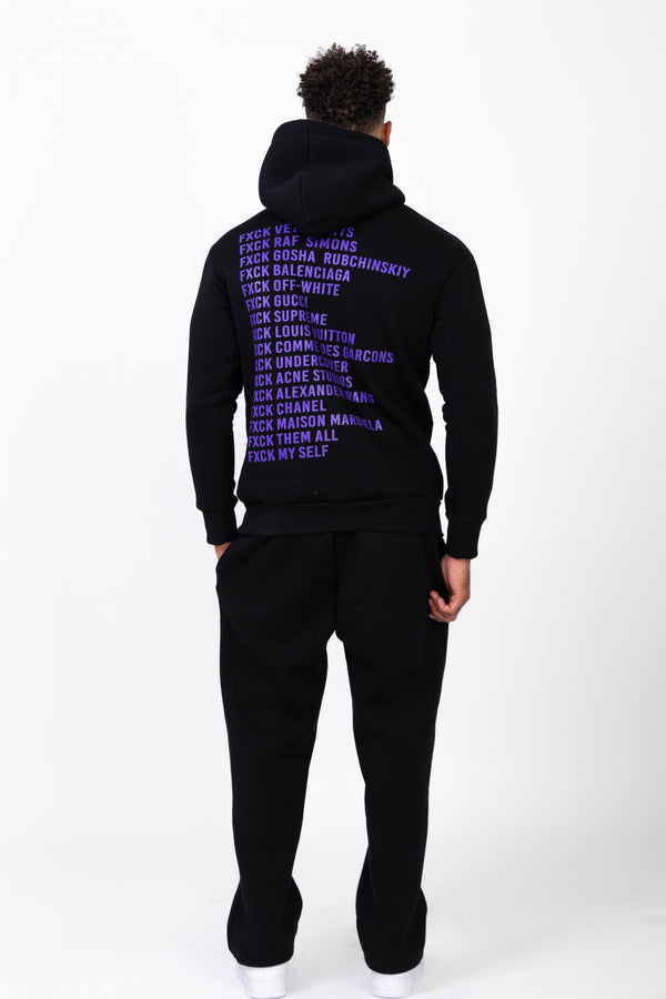 Sweat à Capuche Oversized Imprimé "FXCK" - Noir/Violet