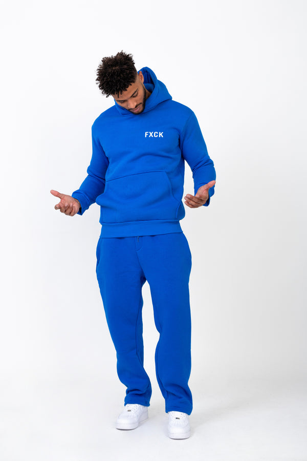 Sweat à Capuche Oversized Imprimé "FXCK" - Bleu