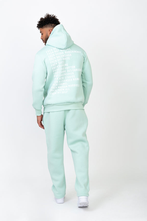 Sweat à Capuche Oversized Imprimé "FXCK" - Mint