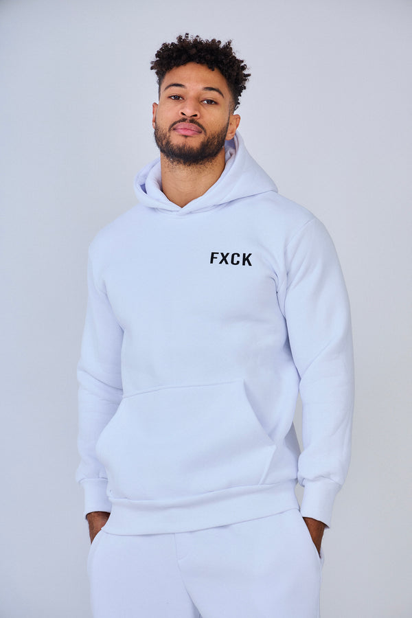 Sweat à Capuche Oversized Imprimé "FXCK" - Blanc