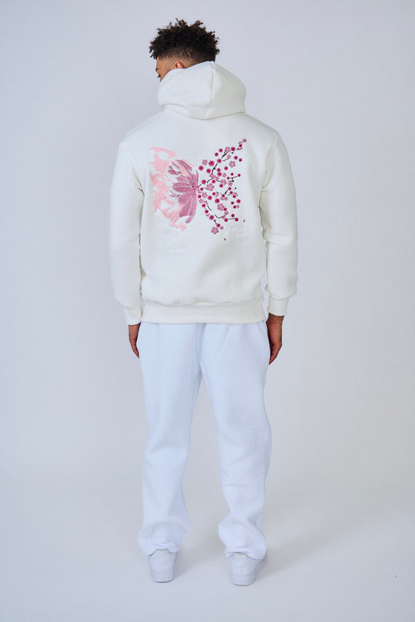 Sweat à Capuche Oversized Brodé "BUTTERFLY FLOWERS"